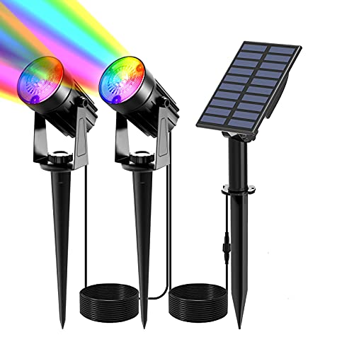 Solarleuchten Garten, CORESLUX Mehrfarbig Solarlampen für Außen Garten, Solar Strahler IP65 wasserdicht, für Garten, Gehweg, Pfad Innenhof und Balkon (RGB1) Cover