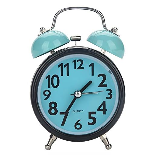 Ultra Silent Alarm Clock, Double Bell, Night Light Mechanical Clock for Heavy Sleepers
