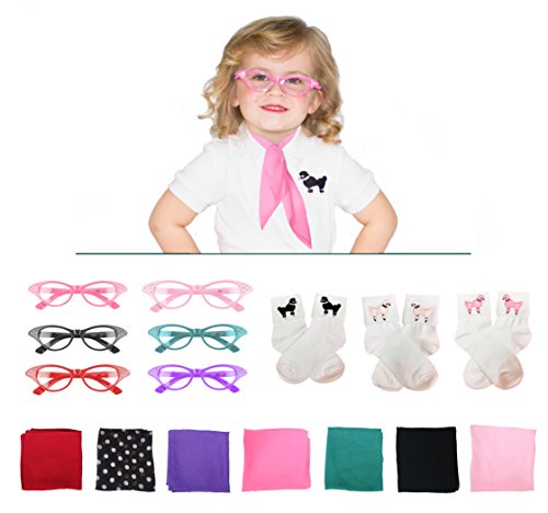 Hip Hop 50S Shop Kids 3 Piece Accessory Set (Hot Pink, Child) #TOP5