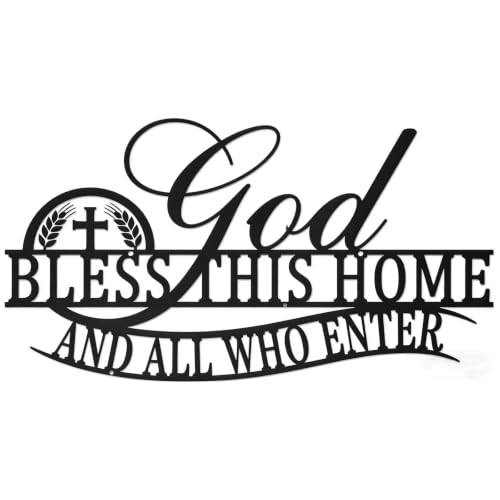 Bless This Home Wall Decor Metal Sign God Bless This Home Sign Christian Wall Decor for Home Rustic Farmhouse Entryway Living Room Kitchen Wall Art Housewarming Gift Black 9x16 Inch