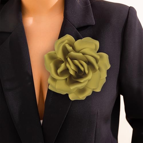 Image of Flower Brooch Pins for Women 5.5in Lapel Pins Large Rose Floral Brooches Dainty Satin Fabric Brooches Rose Flower Hair Clips Wedding Party Dance Clothes Accessories Jewelry