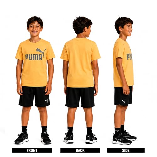 Image of PUMA Boys T-Shirts Athletic Crewneck Short Sleeve Tees (Sizes S-XL) | Soft Breathable Cotton Blend, Comfortable Casual Fit, Great for School, Play & Everyday Wear