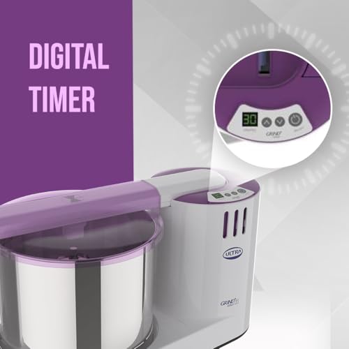 Image of Ultra Grind+ Gold (T) 2 Litre Table Top Wet Grinder - White | Digital Timer - Fast Grinding Conical Stones, 150W Motor & 5 Years Warranty | AISI 304 Food-Grade SS Multi Utility Cylindrical Drum