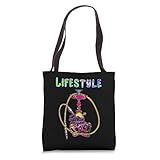 Smoking Pipe Hookah Shisha Lifestyle Weed 420 Skull Goth Tote Bag