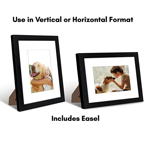 Americanflat 8X10 Picture Frame In Black - Displays 5X7 With Mat And 8X10 Without Mat - Composite Wood With Shatter Resistant Glass - Horizontal And Vertical Formats For Wall And Tabletop #TOP2
