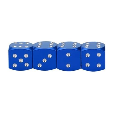 Motorcycle 4 pcs Dice Style Car Wheel Tire Tyre Caps Valve Stem Dust Covers Blue Bike Cover