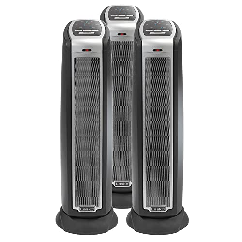 Lasko 5790 Portable Electric 1500W Oscillating Ceramic Tower Space Heater With Remote, Adjustable Thermostat, Electronic Controls, And Timer (3 Pack) #TOP23