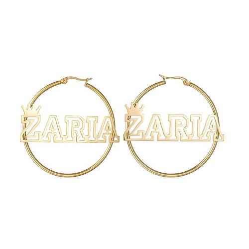 Personalized Name Hoop Earrings for Women, Custom Circle Earrings with Name, Stylish Personalized Jewelry Gift for Her, Custom Name Accessories (Style 2)
