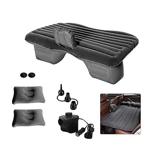 Inflatable Car Mattress Back Seat Bed, BeiLan Car Air Mattress for Camping Travel with Air-Pump & 2 Air Pillows Compatible with Truck SUV(Black)