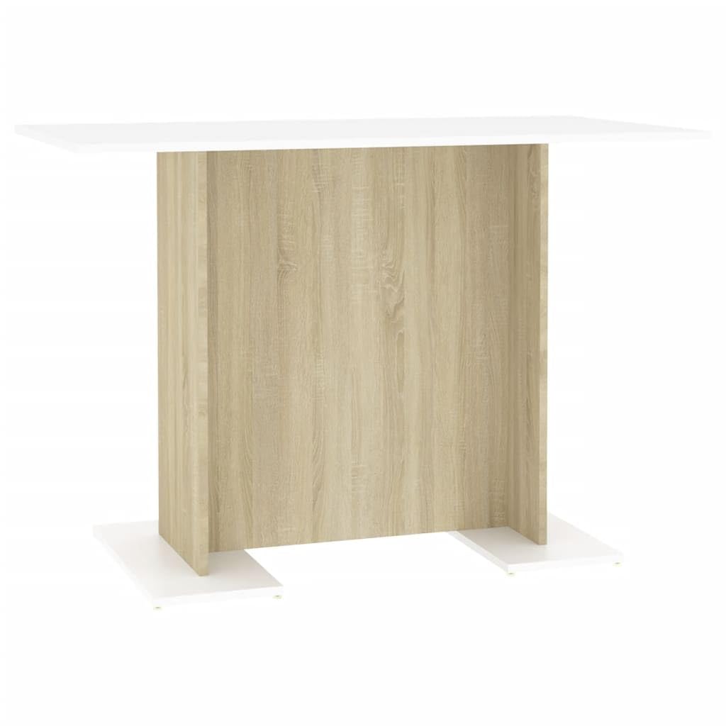 Table de conférence, table de bar, table de balcon, table à manger, blanc et chêne sonoma, 110 x 60 x 75 cm, matériau en bois, facile à monter