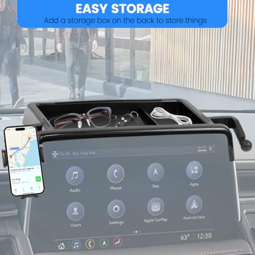 Image of Car Phone Holder Compatible with Chevy Suburban Tahoe /GMC Yukon 2021-2024 Accessories 10.2-Inch Screen Fixed Clip, Cell Phone Mount with Dash Center Console Organizer Hands-Free 360 Rotation