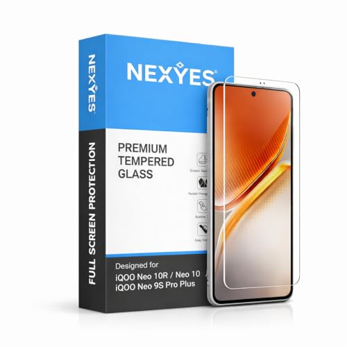 NexYes Tempered Glass for iQOO Neo 10R / Neo 10 / iQOO Neo 9S Pro Plus | Edge to Edge Screen Guard | HD Clear Scratch Resistant | Bubble Free Installation Kit with Alcohol Wipes Microfiber Cloth