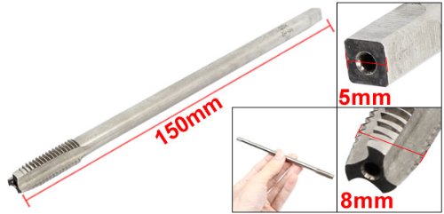 sourcing map Round Shank HSS 8mm Dia Threaded Straight Flutes Hand Taps 150mm Long, M8 - Image 3