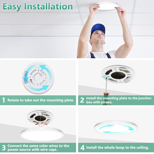 Brightever 7 Inch LED Flush Mount Ceiling Light Fixture, 15W 1600LM, Super Slim 0.67 Inch Small LED Ceiling Light, 5000K Daylight White Ceiling Lamps for Bedroom, Closet, Hallway, Non-Dimmable, 1 Pack - Image 6