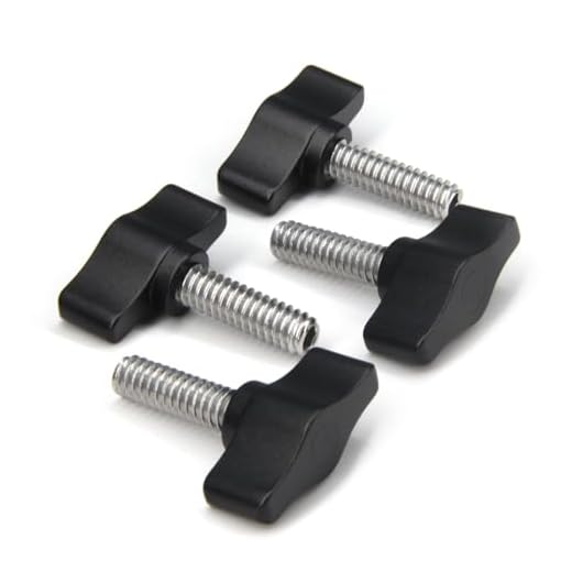 Yeebyee 1/4"-20 x 3/4" Threaded Thumb Screw Stainless Steel Standard/Coarse Thread Black Aluminum Knob, 4pcs/Pack