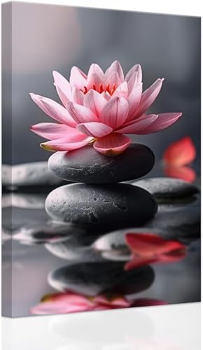 AVWXZBDFH Cuadro De Flor De Loto Rosa, Arte De Pared De Flores Zen, Póster De Lienzo De Spa, Yoga Espiritual, Impresión De Baño, Decoración De Pared, 40 X 60 Cm, Sin Marco