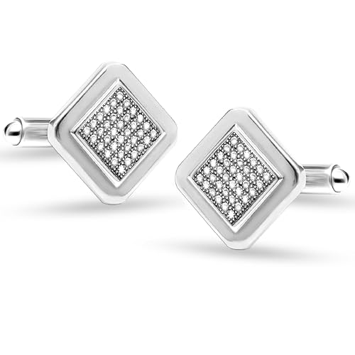 Mancuernillas de Plata 925 con Circonita para Hombre miniatura 1