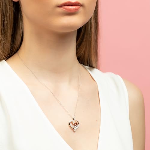 Disney Women's Sterling Silver Necklace Collection – Featuring Princess Tiara, Beauty and the Beast Rose, and 3D Tinkerbell Pendants, Officially Licensed2