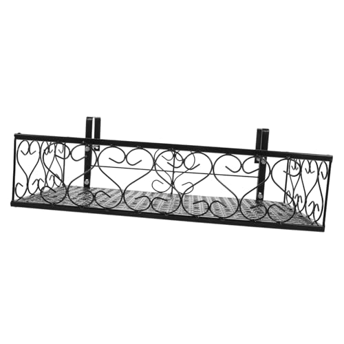 Portavaso da balcone in metallo, 50 x 25 x 12 cm, resistente alle intemperie, supporto per fiori da appendere, nero, per risparmiare spazio, giardinaggio e fette
