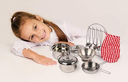 8968 Set Stoviglie Per Cucina Bambini "Gustav" In Metallo Small Foot, Incl. Guanto Da Forno Ed Utensili Di Cucina, Per Cucine Da Gioco, A Partire Da 3 Anni - 2