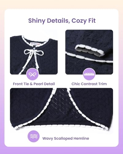 Image of Girls Cotton Knit Shrug Cardigan with Long Sleeve Ruffle Hem