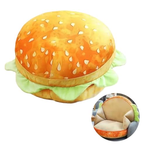 LYFJMUS 3D Simulation Cheeseburger Plush Pillow Hamburger Stuffed Pillow Fluffy Burger Cushion for Kids Bedroom School Classroom Couch Sofa Decor