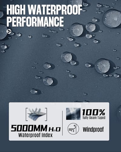 Image of 33,000ft Men's Packable Rain Jacket Waterproof Lightweight Raincoat Rain Shell with Hood for Outdoor Hiking Golf Travel