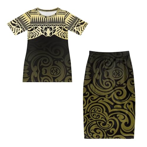 Women's Samoa Polynesian Puletasi 2 Piece Set Plus Size Women's Dress Short Sleeve Crop-Neck Ladies Dresses4