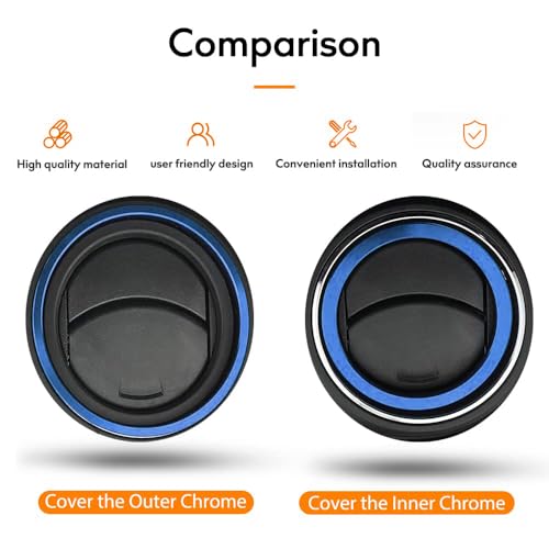Image of Aluminum Alloy Vent Inner Rings Kit for Toyota Tacoma 2016-2023 (4pcs Blue) - Air Conditioner Vent Trim Rings, Metal Interior Upgrade Accessories