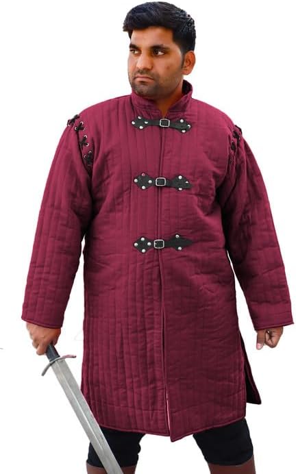 THE MEDIEVALS Medieval grueso acolchado de longitud completa mangas completas Gambeson capa Aketon chaqueta armadura, tela de algodón