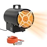 ACXIN Gasheizung für Innenräume 10 KW Propan Gasheizgebläse Gas Heizlüfter mit 700 mbar Druckminderventil 320 m³/h Luftdurchsatz Gasheizstrahler für Baustellen Belüfteten Lagerräumen Garagen