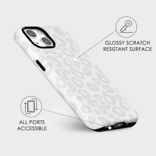 Coque rigide iPhone 14 Plus léopard blanc avec silicone souple - 6