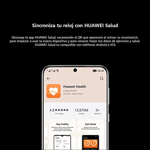 HUAWEI Watch GT 3 - Reloj Inteligente Deportivo con Pantalla Grande y monitorización de SPO 2, para Entrenamiento, Active Black+Adapt C, Negro (Deep Space), 46 mm
