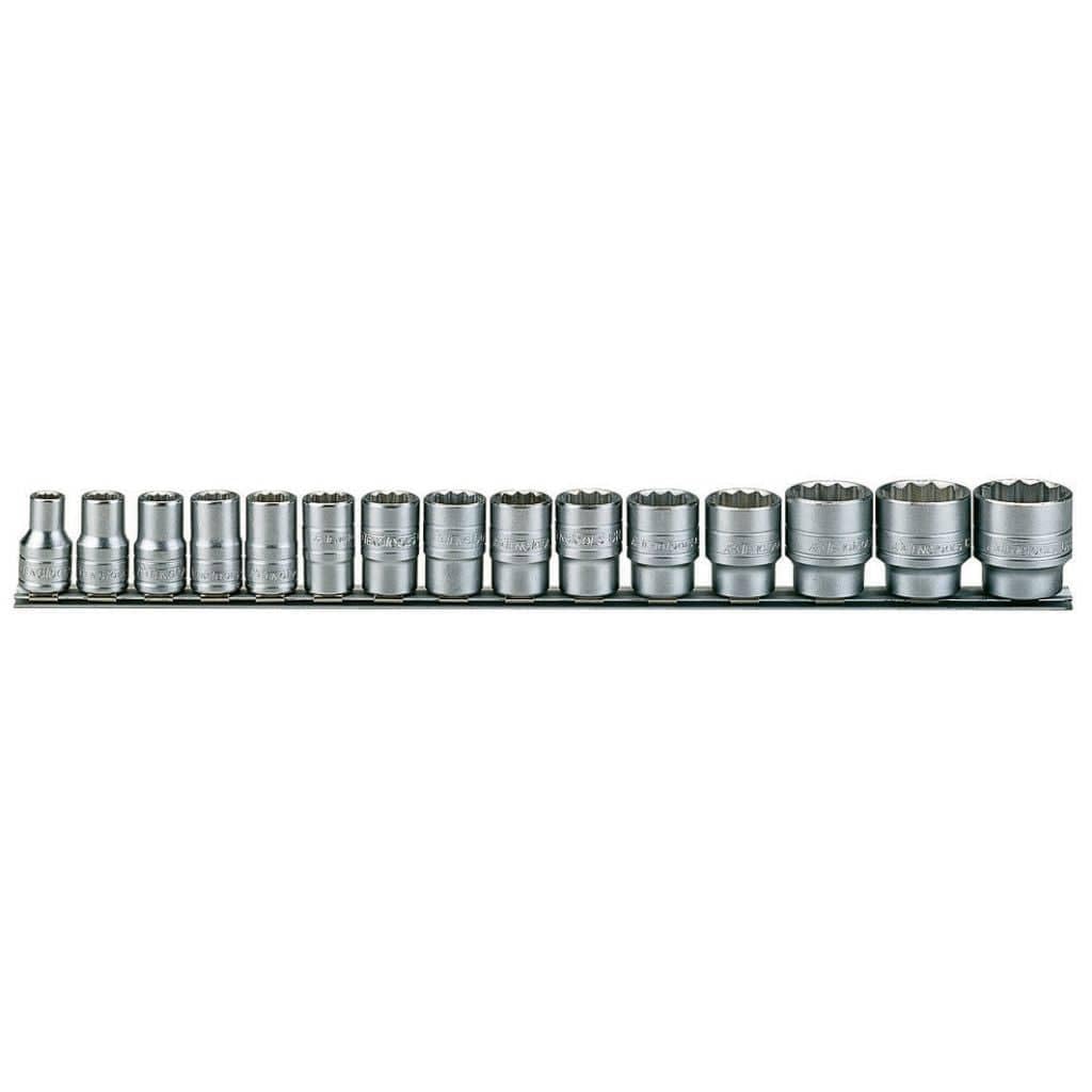 1x Teng Tools 15 Piece 1/2 Drive Socket Set Reg 12Pt DIY Workshop - TM1215MM