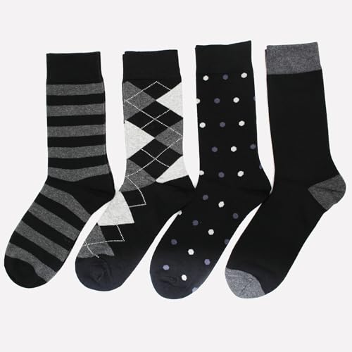 Mens Black Dress Socks 10-13, Work Crew Cotton thick tall wide Calf Long Socks Size 9-12 13-152