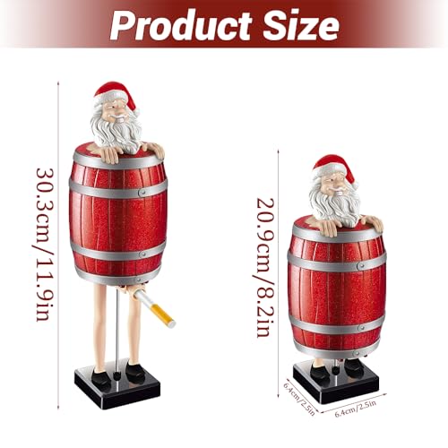 CLIUNT Lustiger Zigarettenhalter, Pop up Zigarettenspender, Dekoratives Holzfass Zigarettenschachtel, Kann 9 Zigaretten halten, Geschenk für Mann, für Party, Streichgeschenk(Weihnachtsmann)