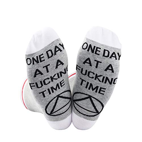 2PAIRS Sobriety Gift Addiction Recovery Gift AA Gift NA Gift One Day at a Fucking Time AA NA Recovery Sobriety Gift Socks