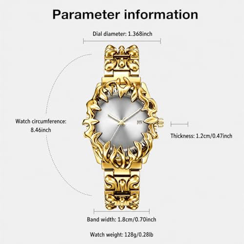 Image of CARLIEN Gothic Claw Watch for Men - Unique Stainless Steel Wristwatch, Luminous Hands, Waterproof Quartz Movement, Futuristic Melting Style, Cool Red & Green Color Options