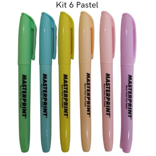 Kit 12 Marca Texto (6 Neon + 6 pastel) Masterprint