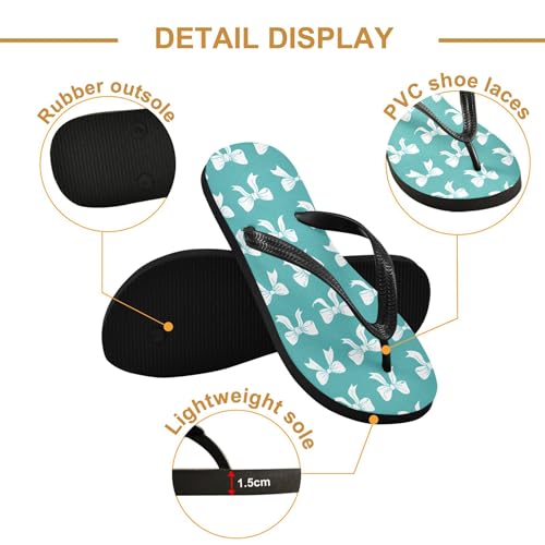 Burbuja Bows on Teal Flip Flops for Women Men, Soft Thong Sandals Rubber Slippers for Pool Beach Essentials3