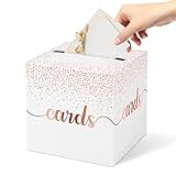 Adecortalk Rose Gold Card Box with Slot 9.05'' Receiving Money Box for Party Reception Wedding Anniversary Birthday Baby Showers Graduation Table Centerpiece Decorations