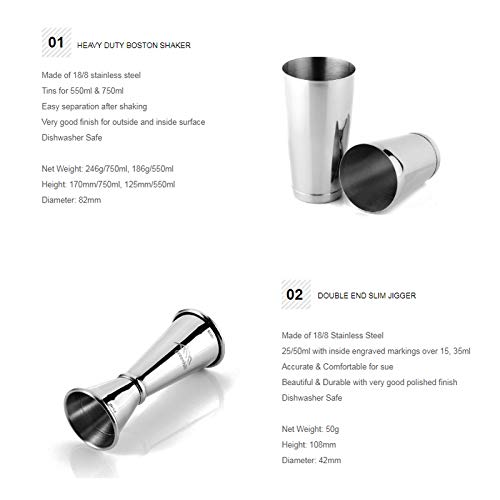 Kit Premium de Herramientas para Cocktail con Shaker miniatura 2