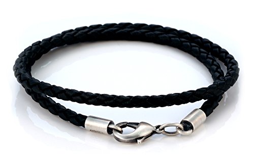 Bico 4mm (0.16 inch) Black Braided Necklace 20 inch Long (CL14 Black 20in)