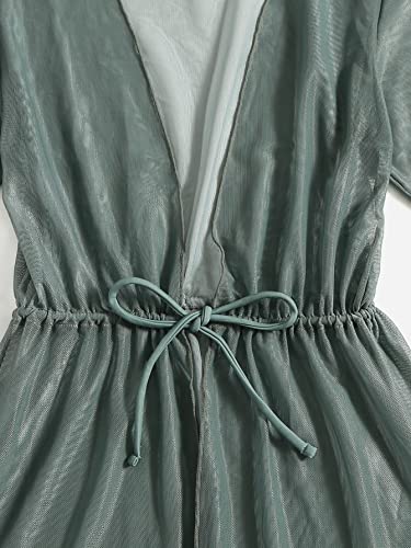 Romwe Girl's 3 Pack Floral Bikini Set Swimwear Bathing Suit Swimsuit And Kimono Green 140 #TOP5