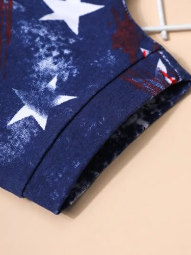 Image of Toddler Boys 4th of July Outfits American Flag Tank Tops Patriotic Shirts Tees Star Shorts 2Pcs Clothes Set