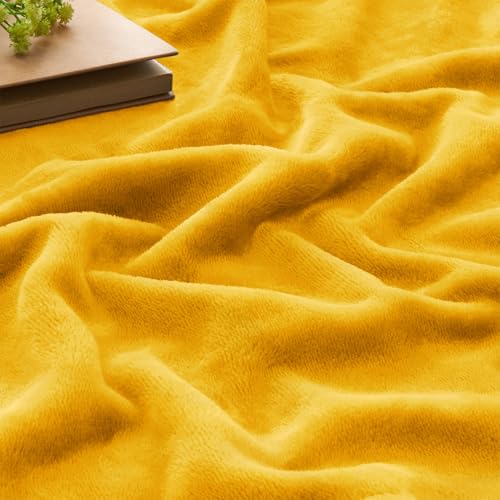 Image of BEDELITE Fleece Blanket Twin Size Yellow Throw Blanket for Couch & Bed, Luxury Plush Cozy Fuzzy Blanket 60x80 inches, Super Soft Warm Lightweight Throw Blanket for Travel Camping