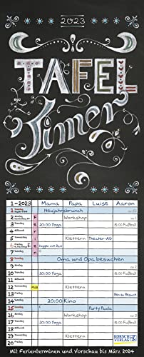 Tafel Timer - Familienplaner 2023 für 4 Personen - Korsch-Verlag - Kalender mit 4 Spalten zum Eintragen - 19 cm x 47 cm Cover