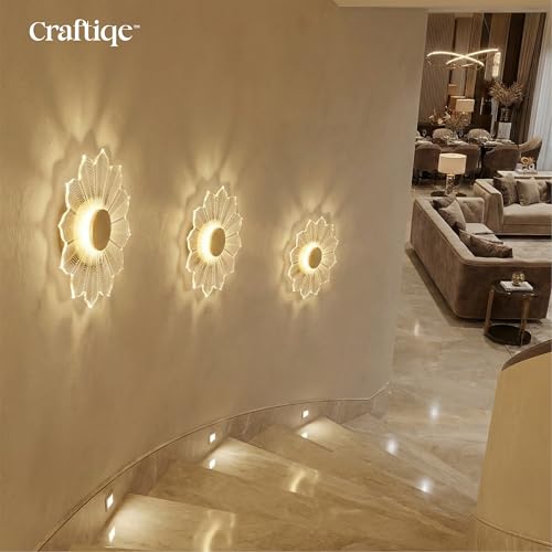 Image of Lotus Glow LED Wall Light | 3 Color Mode Decorative Metal & Acrylic Wall Lamp for Home, Bedroom & Pooja Room | Modern Designer Lighting for Home Decor Warm, Neutral & Cool White