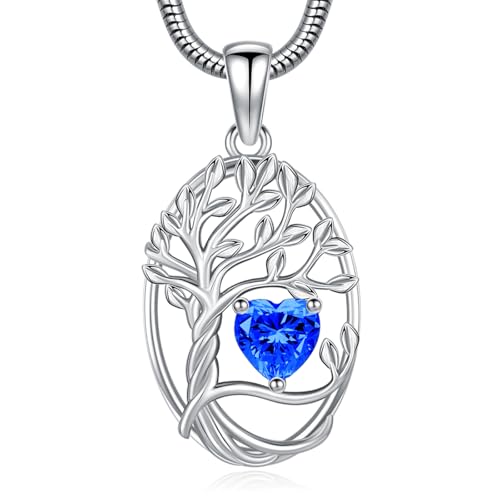 Collier Arbre de vie anti-ternissement pendentif coeur hypoallergénique pour fille