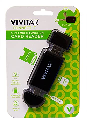 Leitor e Gravador Vivitar 5 em 1 com entradas para cartões de memória SD/SDHC e MicroSD